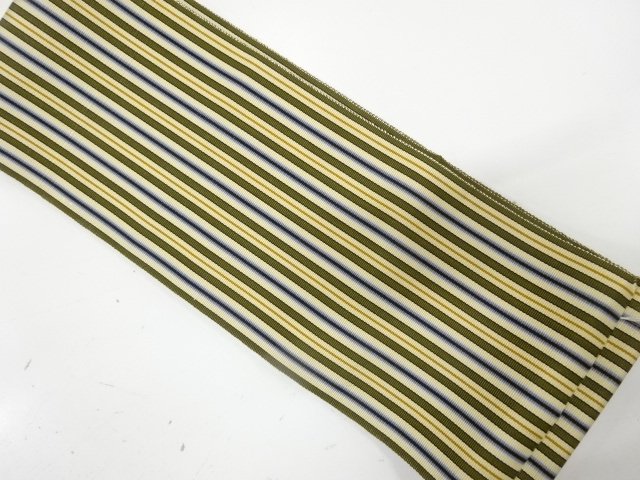 縞模様織り出し　単衣半幅帯